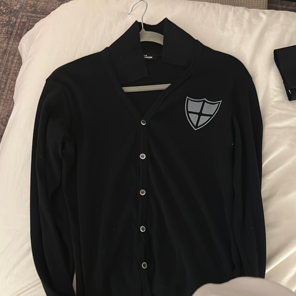 Black CDG Cardigan with Emblem